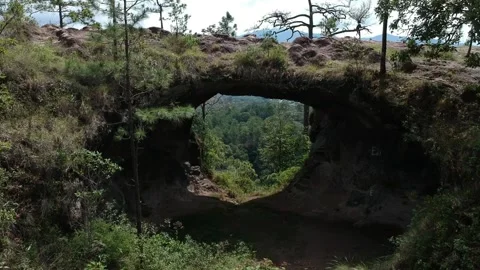 An awesome hole inside a rock, an indigenous legend called: Zarabanda´s Window Stock Footage 138158022