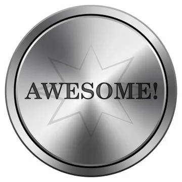 Awesome icon. Internet button on white background. Metallic round icon.. Stock Illustration