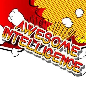 Awesome Intelligence - Comic book style word on abstract background. Stock Illustration