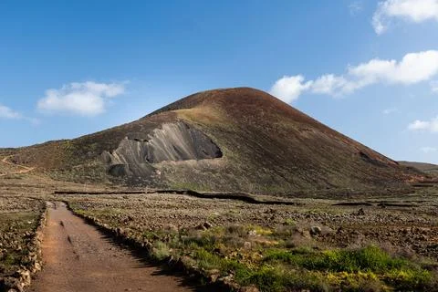 Awesome landscape of mountain and a sky covered by clouds. Fuerteventura, Stock Photos