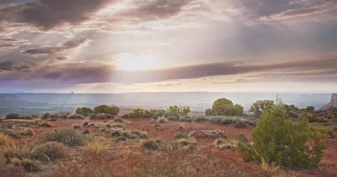 Awesome Light beams trough clouds at National Park 4K Stock Footage 154269530