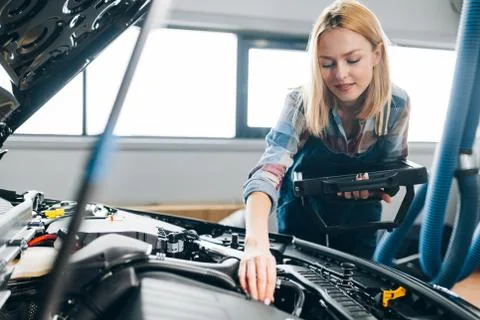 Awesome mechanic determining system error 写真素材