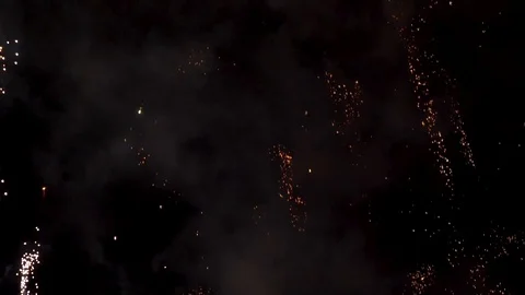 Awesome multi-colored launch of multi-colored fireworks in the night sky Stock Footage 115495191