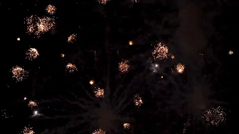 Awesome multi-colored launch of multi-colored fireworks in the night sky Stock Footage 115495358