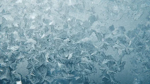 Awesome natural winter ice patterns on frozen window Stock Footage 249397725