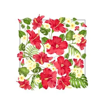 Awesome pattern of Tropical flowers Stock Illustration
