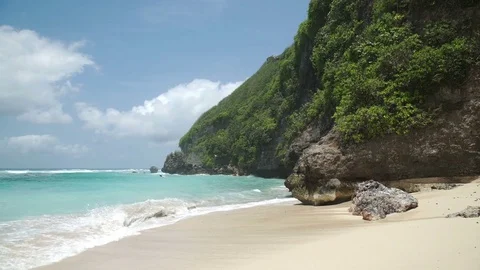 Awesome power of giant waves breaking over rocks Stock Footage 83702851