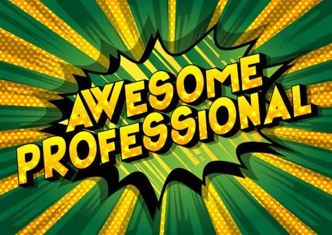 Awesome Professional - Vector illustrated comic book style phrase on abstract Illustrazione stock