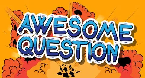 Awesome Question - Comic book style word on abstract background. Stock Illustration