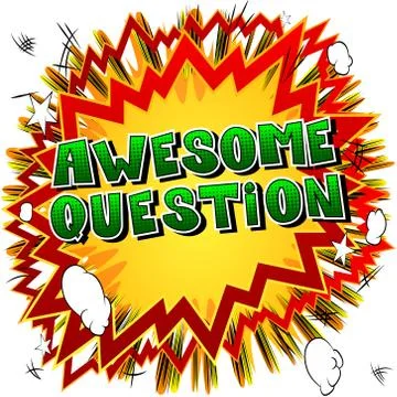 Awesome Question - Comic book style word on abstract background. Stock Illustration