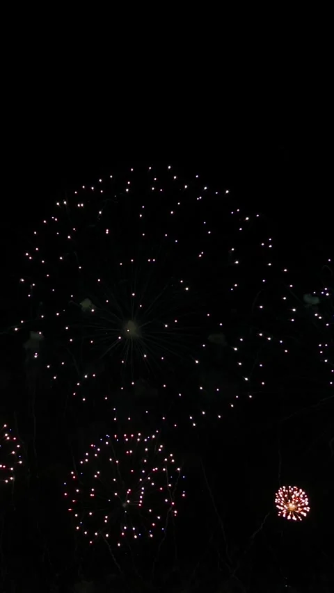 Awesome Real Huge Firework on Deep Black Background Sky on Fireworks festival Stock Footage 277079512