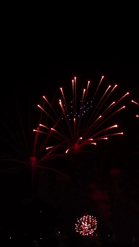 Awesome Real Huge Firework on Deep Black Background Sky on Fireworks festival Video stock 277079652