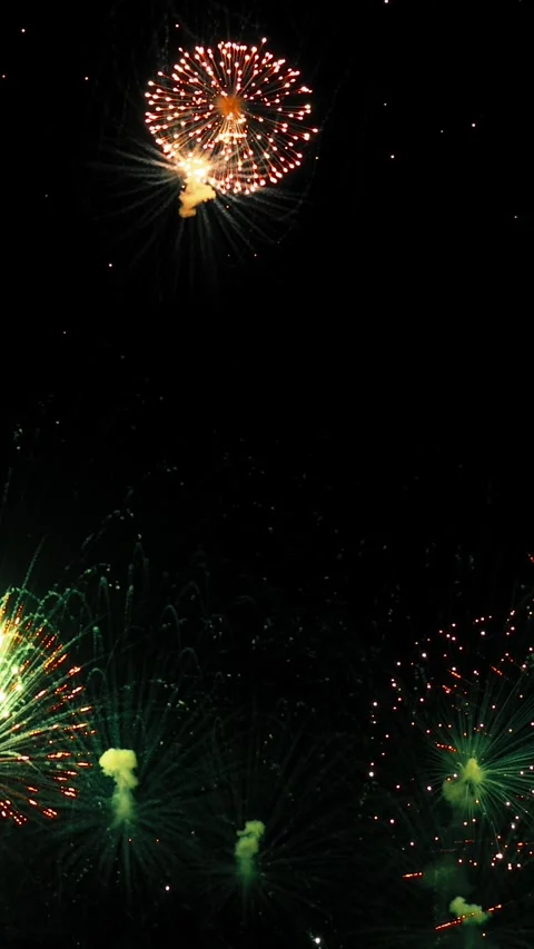Awesome Real Huge Firework on Deep Black Background Sky on Fireworks festival Stock Footage 311935200