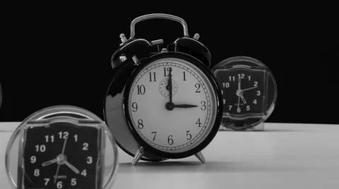 Awesome Rotating Clocks Black and White Time HD Video stock 40714523