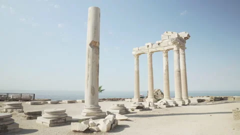 Awesome ruins of the Temple of Apollo in Side, Turkey Stock Footage 171177327