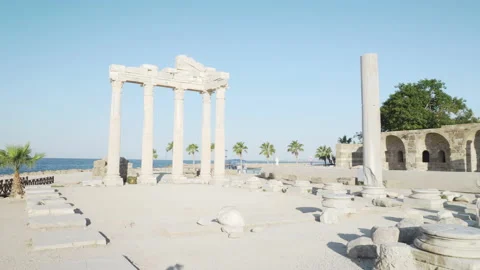 Awesome ruins of the Temple of Apollo in Side, Turkey Stock Footage 232129205