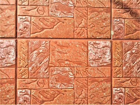 Awesome rustic brown wall tile pattern with white patches, India Fotos Stock