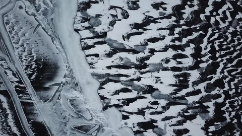 Awesome snow patterns on lake superior ice Stock Footage 86670126