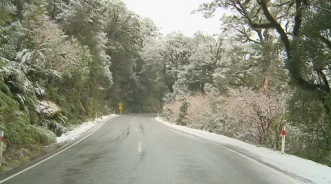 Awesome snow road Stock Footage 4170930