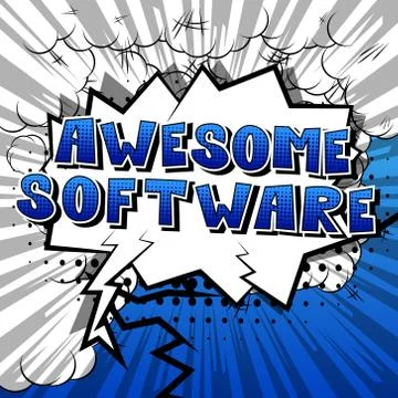 Awesome Software - Comic book style word on abstract background. イラスト素材