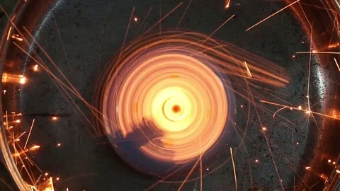 Awesome Spinning Fire Sparks MAC Stock Footage 74725428