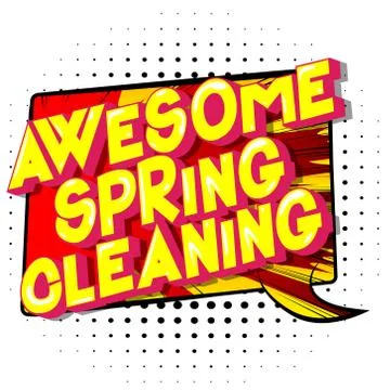 Awesome Spring Cleaning - Vector illustrated comic book style phrase on abstr 库存插图
