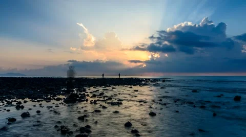 Awesome sunrise at Black Stone Beach Stock Footage