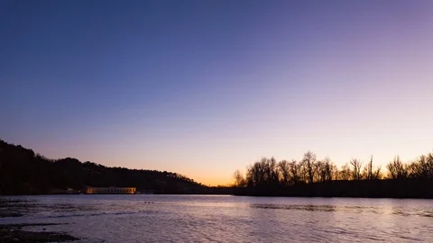 Awesome sunset by the river Stock Footage 83600650