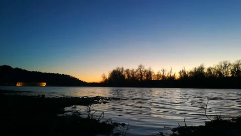Awesome sunset by the river Stock Footage 83600796