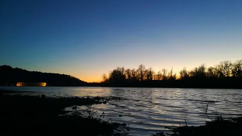 Awesome sunset by the river Stock Footage 83600814