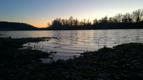 Awesome sunset by the river Stock Footage 83600901