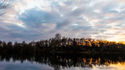 Awesome sunset by the river Stock Footage 83775939