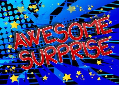 Awesome Surprise Comic book style cartoon words on abstract comics background Stock-Illustration