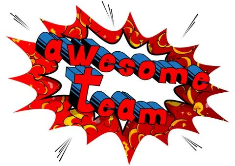 Awesome Team - Comic book style phrase on abstract background. Illustrazione stock