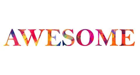 AWESOME text image stock design in colorful style letters Stock Illustration