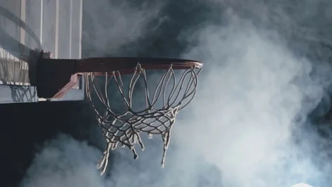 Awesome throw of a young basketball player in the ring Stock Footage 76599076