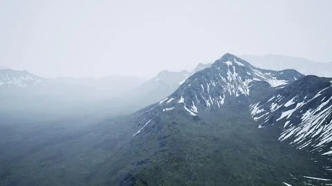 Awesome top view through clouds to high snowy mountains Stock Illustration