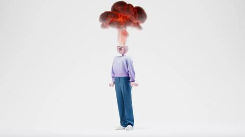 Awesome Travor's brain explodes. The concept of anger, rage. Highly detailed Stock Illustration