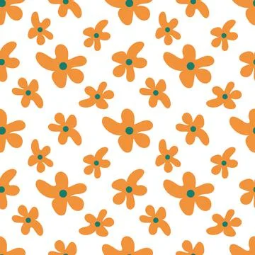 Awesome, trendy seamless pattern with flowers, in a simple flat style. For ch Stock Illustration