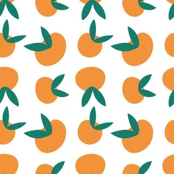 Awesome, trendy seamless pattern with oranges, in a simple flat style. For ch Illustrazione stock
