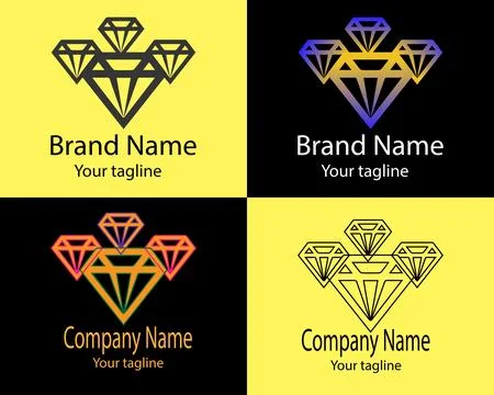 Awesome Unique Elegant Diamond Cluster Logo Design Stock Illustration