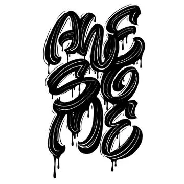 Awesome. Vector hand lettering design Stock Illustration