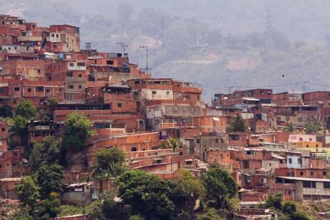 Awesome view of Artigas and Moran Slums in green hills Caracas Venezuela. Stock Photos