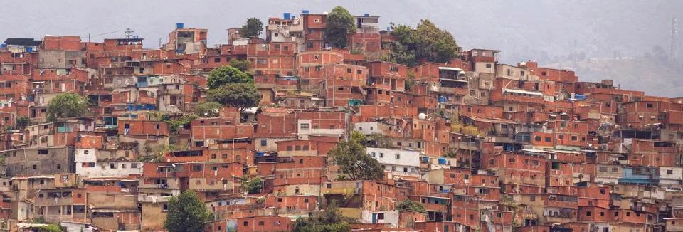 Awesome view of Artigas and Moran Slums in green hills Caracas Venezuela. Stock Photos