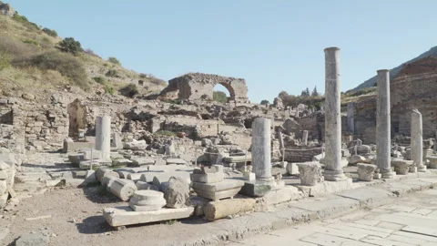 Awesome view of columns in Ephesus (Efes) at Turkey Stock Footage 241201520