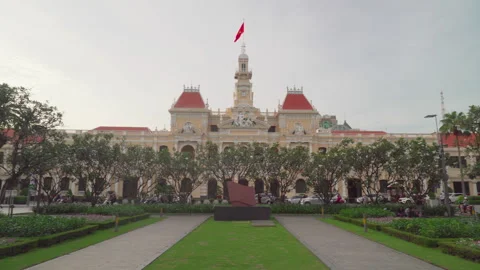 Awesome view of Ho Chi Minh City Hall in Saigon Stock Footage 299967398