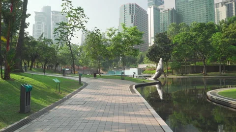 Awesome view of the KLCC Park in Kuala Lumpur, Malaysia Stock Footage 247426249