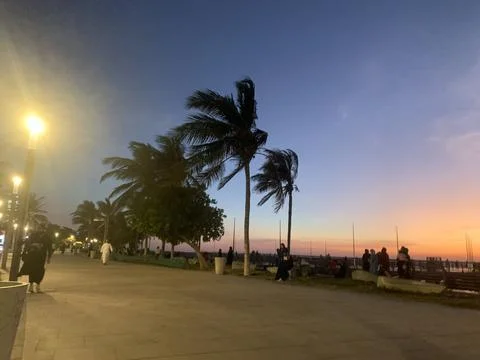 Awesome view of the park in the evening Stock Photos