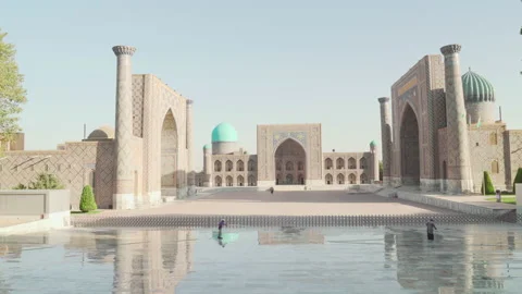 Awesome view of the Registan Square in Samarkand, Uzbekistan Stock Footage 237668310