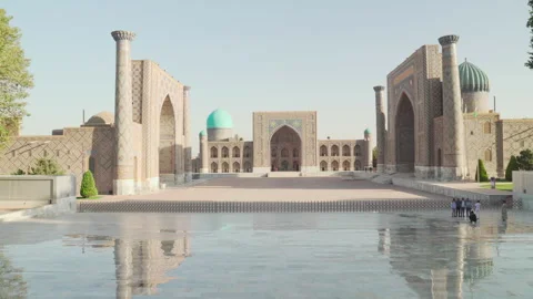 Awesome view of the Registan Square in Samarkand, Uzbekistan Stock Footage 264265287